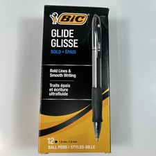 BIC Glide Bold Black Ballpoint Pens, Bold Point 1.6mm , 12-Count Pack,