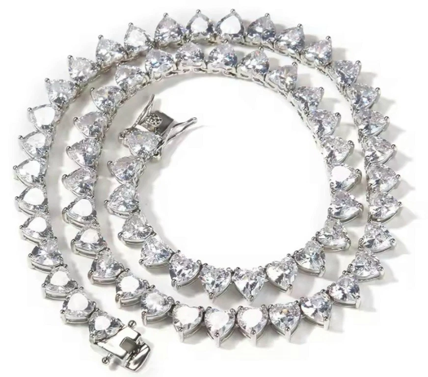 18k White Gold Plated Stunning 5p Tennis Heart Jewelry Set Lab-Created Swarovski - Image 3 of 4