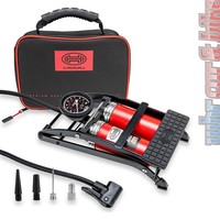 2-Zylinder FußLuftpumpe Manometer Heyner Premium FußPumpe Luftpumpe 10 Bar