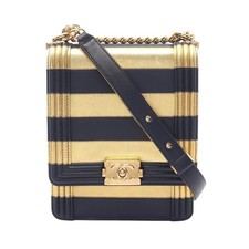 Chanel Boy Chanel North South Lambskin Shoulder Bag Women Gold One Size