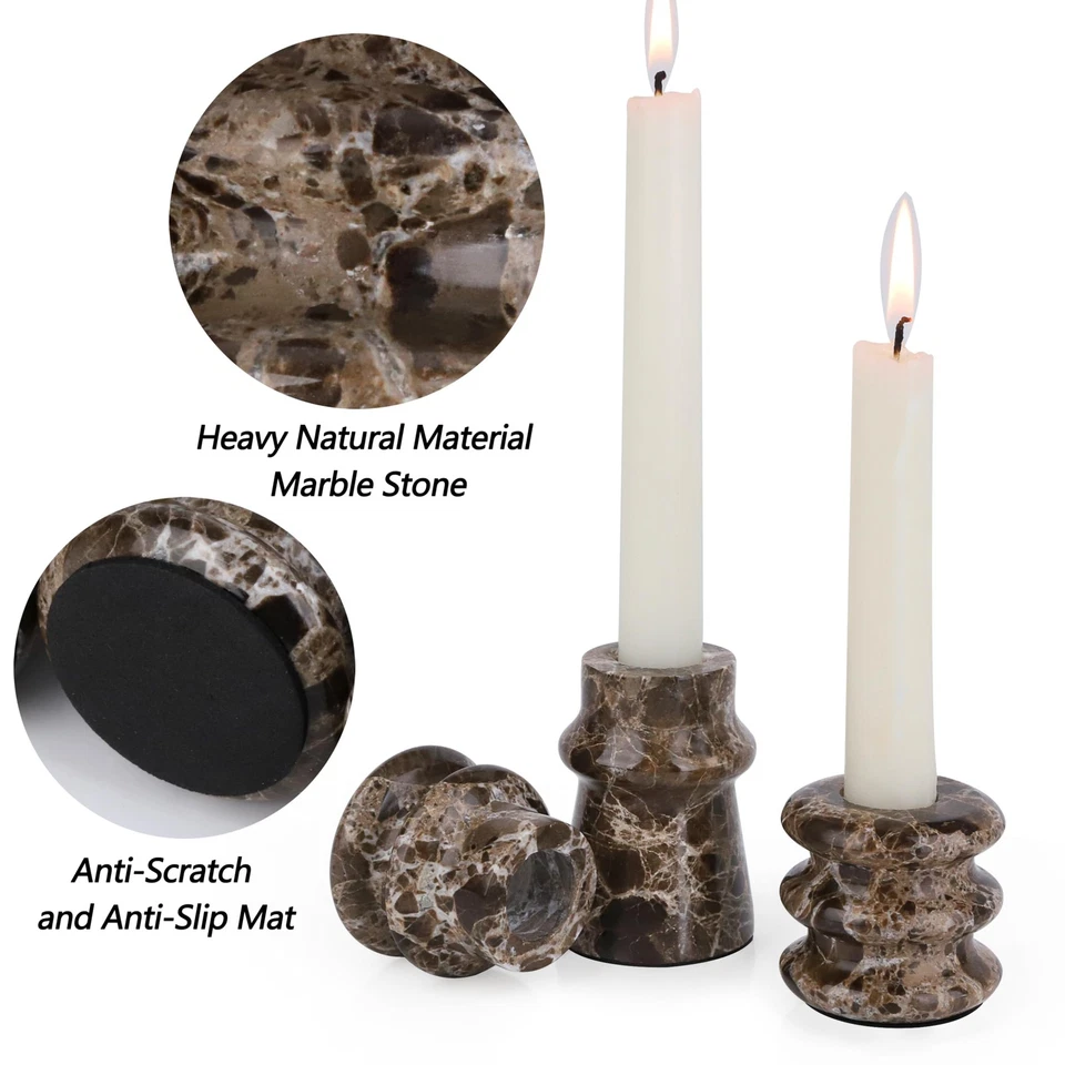 Мраморный подсвечник набор из 3 конусообразных подсвечников мантии свечи стойка для... - Изображение 3 из 4