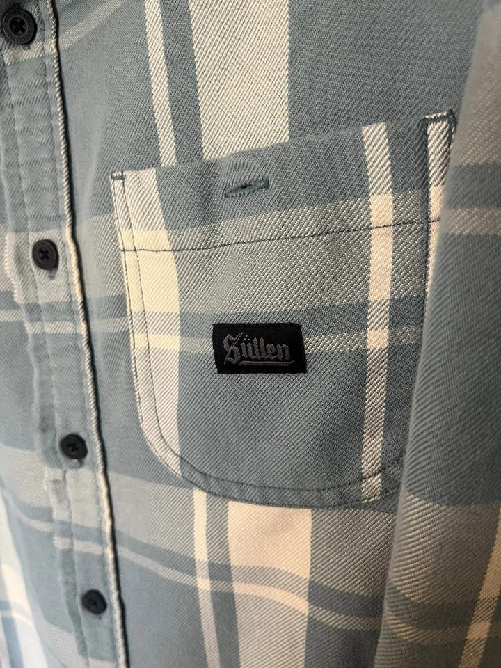 Franela a cuadros azul claro colectiva arte hosco moderno Y2K Foto 3 de 4