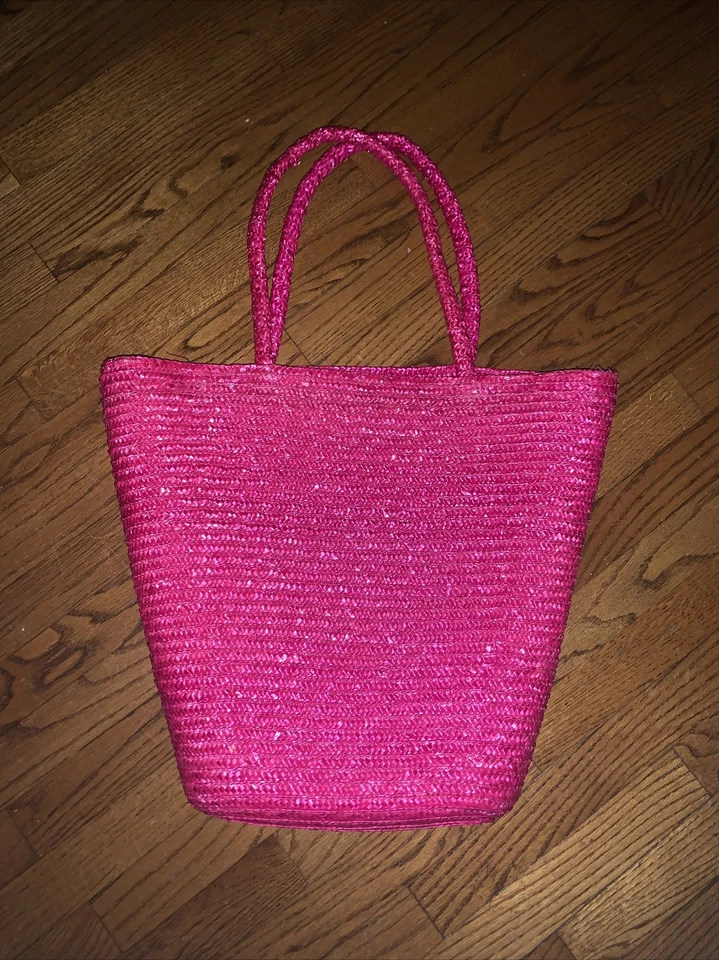 Bolso de Playa Vintage OSCAR DE LA RENTA Fucsia Rosa Caliente Perfumes París ❤️tb Foto 4 de 4