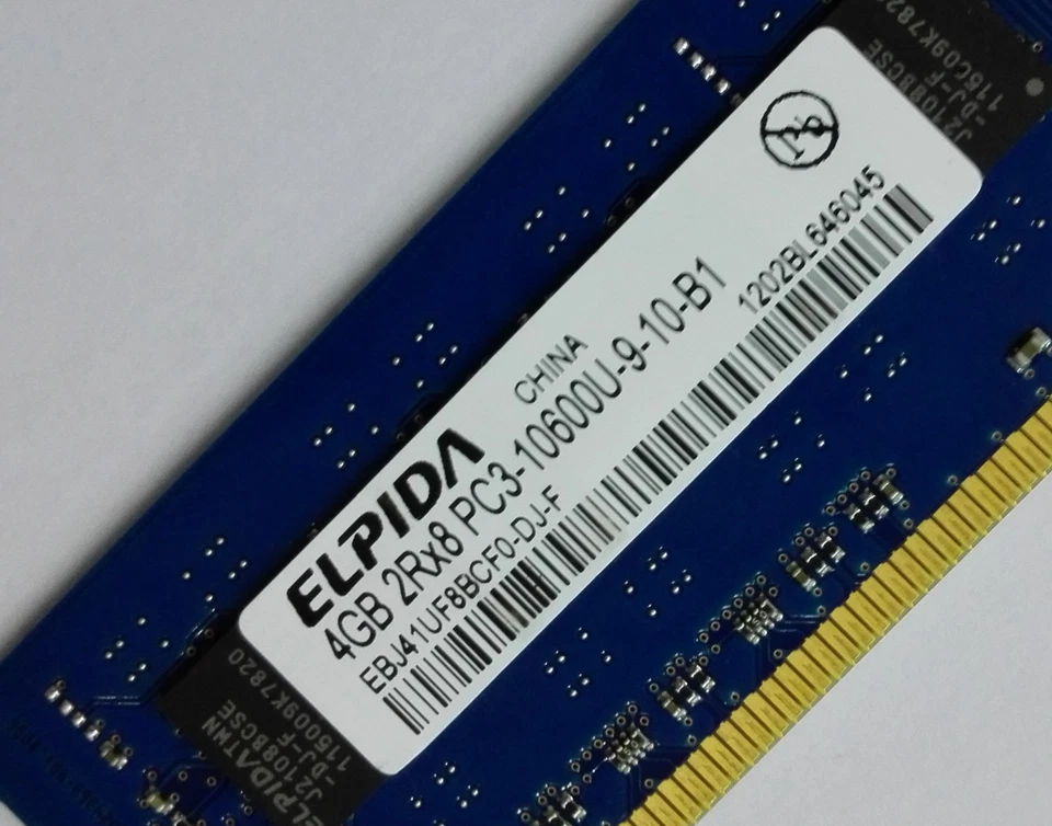 ELPIDA 4GB DDR3 1333 2Rx8 PC3-10600U EBJ41UF8BCF0-DJ-F 240pin Desktop DIMM RAM - Image 2 of 4