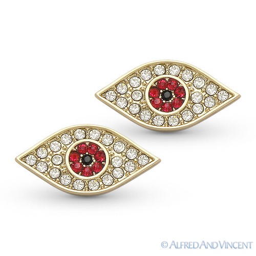 Aretes con dije de cristal de circonita cúbica mal de ojo griego turco Nazar Hamsa Cabalá - Imagen 4 de 9