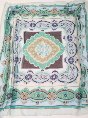 Codello Halstuch Schal 115 x 115 cm hellblau/grün/mint Ornamente Scarf NEU NEW