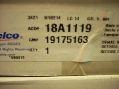 19175163 ACDelco Pro 18A1119 Disc Brake Rotor | eBay