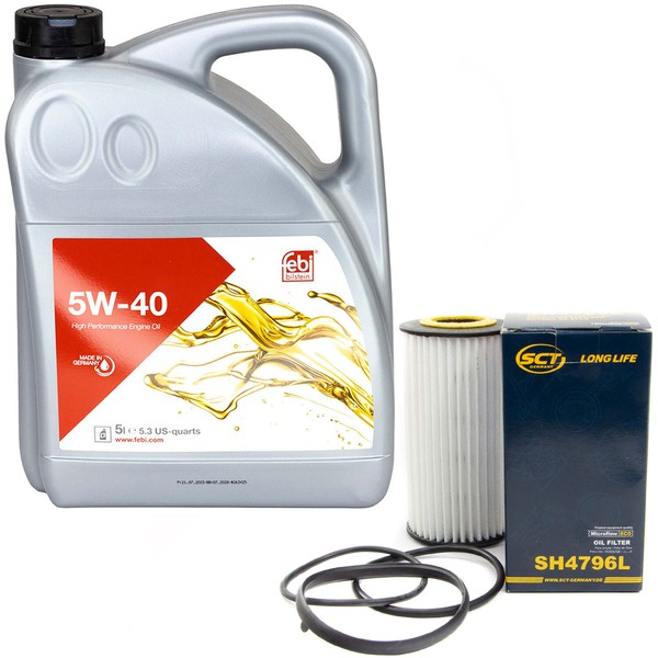 MotoröL Set 5W-40 5 Liter + ÖLfilter FüR Audi A3 Seat Leon Skoda VW Passat 2.0-image
