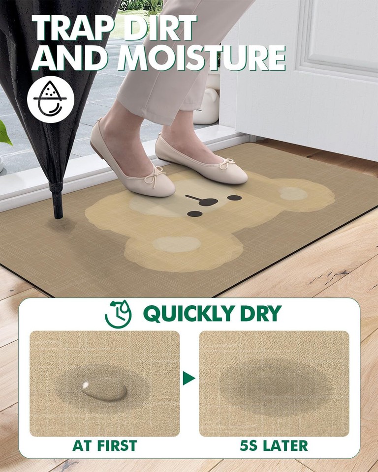 Adorable Flat Door Mat UltraThin Absorbent NonSlip Perfect for Kids