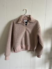 Varley Daphne 1/2 Zip Sherpa Fleece Cropped Pullover Jacket Size S Dusty Pink
