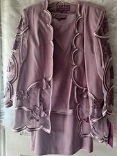 Beautiful 3 Piece Mauve Skirt Suit with Flower and Rhinestone Sleeves