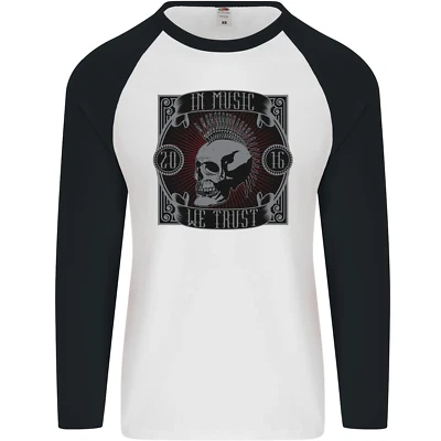 Music We Trust Punk Rock Totenkopf Herren L/S Baseball Maglietta - Bild 1 von 4