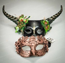 Halloween Costume Masquerade Masks for Couples Masquerade Copper Fairy Black Hor