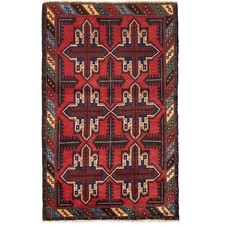 Vintage Balouchi Hand-Knotted Carpet 2'11" x 4'6" Traditional Prayer Rug