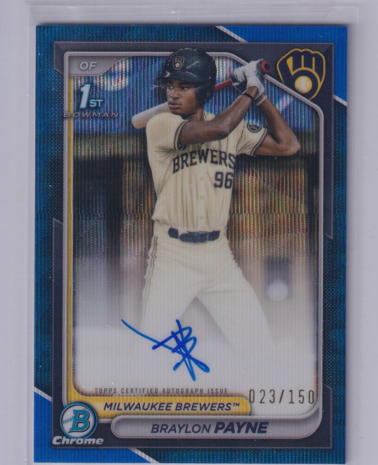 2024 Bowman Draft Braylon Payne Chrome Auto Blue Wave Refractor 1st #113/150
