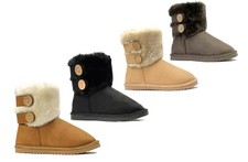 New Kids Boots Toddler Girls Stylish Button PU Fashion Shoe-