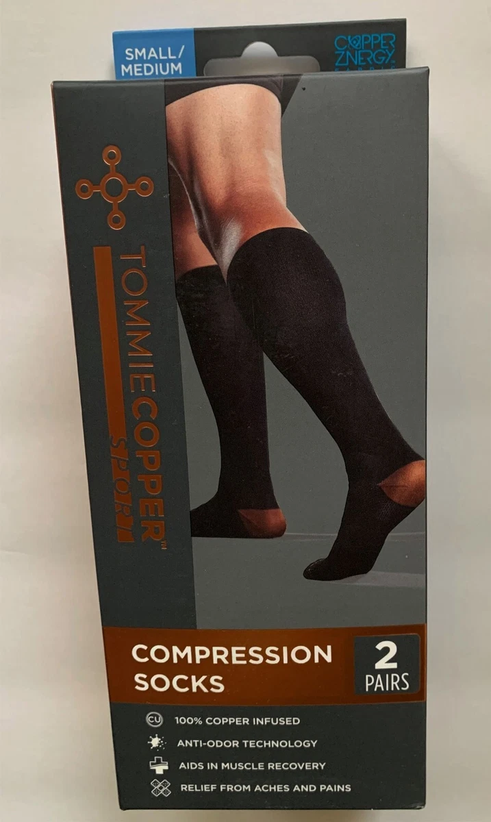 2 Pair TOMMIE COPPER Sport COMPRESSION SOCKS S/M 9-11 NEW TWO