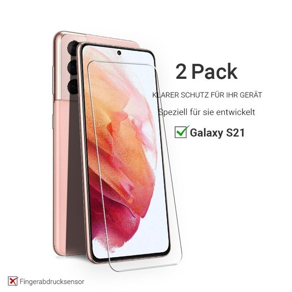 2X Samsung Galaxy S21 5G Panzerfolie Schutzglas Schutzfolie Echt Glas 9H-image
