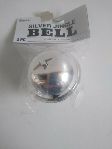 Silver Shiny Jingle Bells w/Star Cutout 2.75 IN (6.98 cm) 1 PC Christmas Arts & 