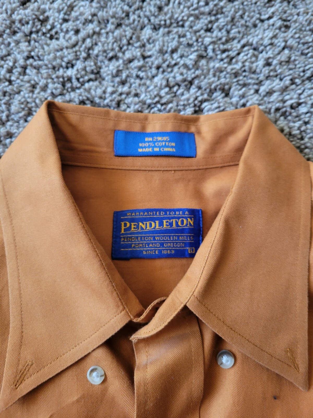 Pendleton Short Sleeve Orange Button Up Shirt Lar… - image 2