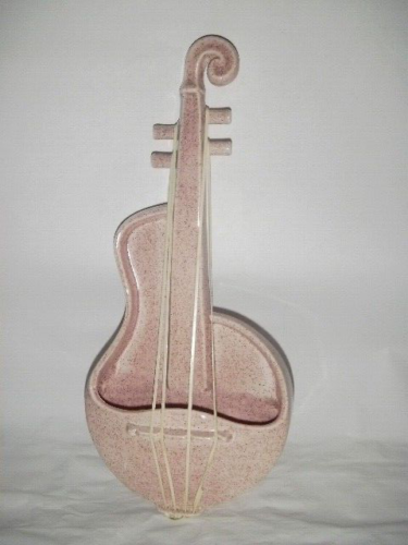 RED WING CERAMIC CELLO VIOLIN WALL POCKET PLANTER USA M 1484 ROSE PINK SPECKLED  - Picture 1 of 10