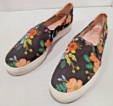Keds Rifle Paper Co Black Floral Sneaker Size 8 WF57133