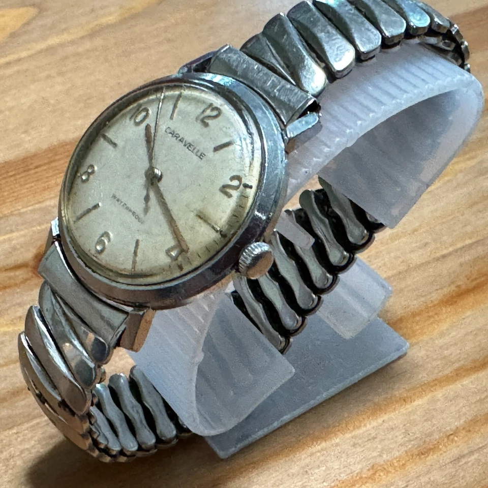 Vintage 1953 Caravelle Men Silver Hand Wind Mechanical Watch ~ For Parts Repair - Image 4 of 4