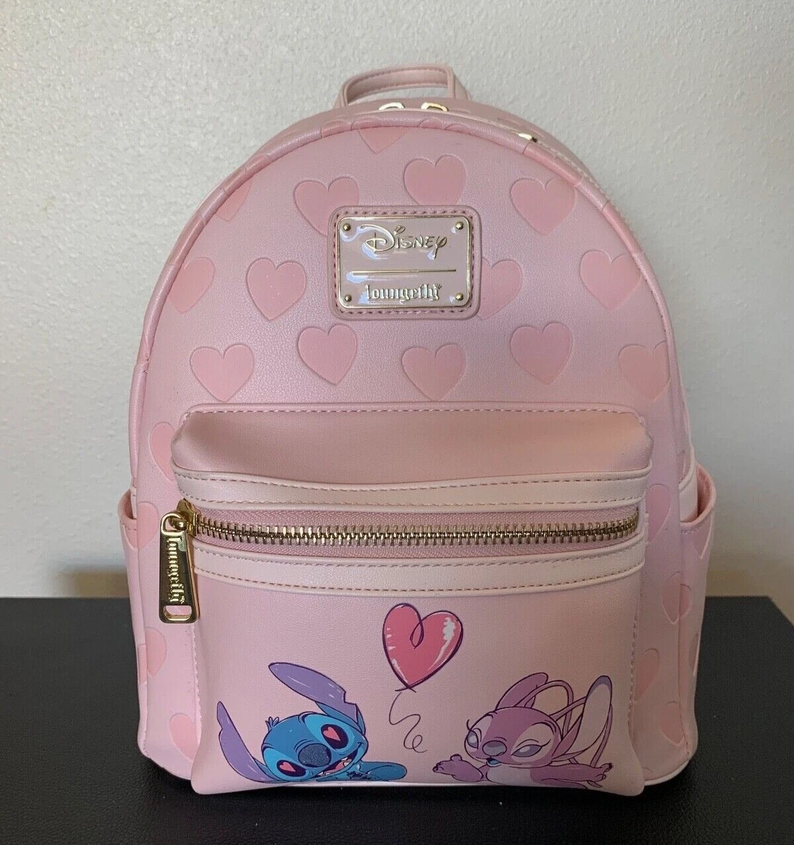 Loungefly Disney Lilo u0026 Stitch Loves Angel Pink Heart Mini Backpack | eBay