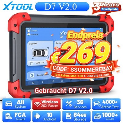 USED XTOOL D7 Profi KFZ OBD2 Diagnosegerät Scanner ALLE System ECU Codierung FCA