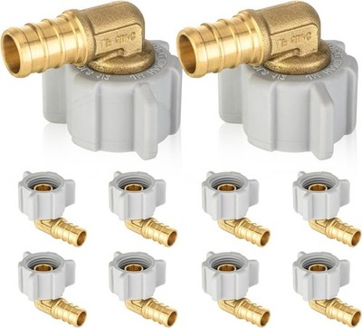 1/2'' Pex Crimp x 1/2'' Female NPT Swivel Elbow - Brass PEX-B Fittings
