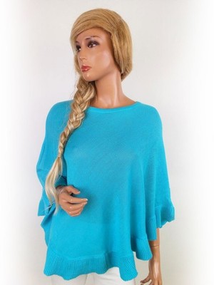 ISOLDE Damen Poncho Pullover Gr. S Acryl Leichter Strick Kurzer Ärmel Einfarbig