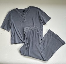 Gap Waffle Knit Pajama Set Shirt  Slate Blue Women's Sz Small