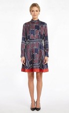 VALENTINO Mock-neck Long-sleeve Puzzle-print Midi Dress Size 12 MSRP $5030 CAD