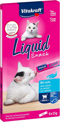 Vitakraft Liquid Snack, Katzen Leckerli, Katzensnack Cremig, Mit Lachs Und Omega
