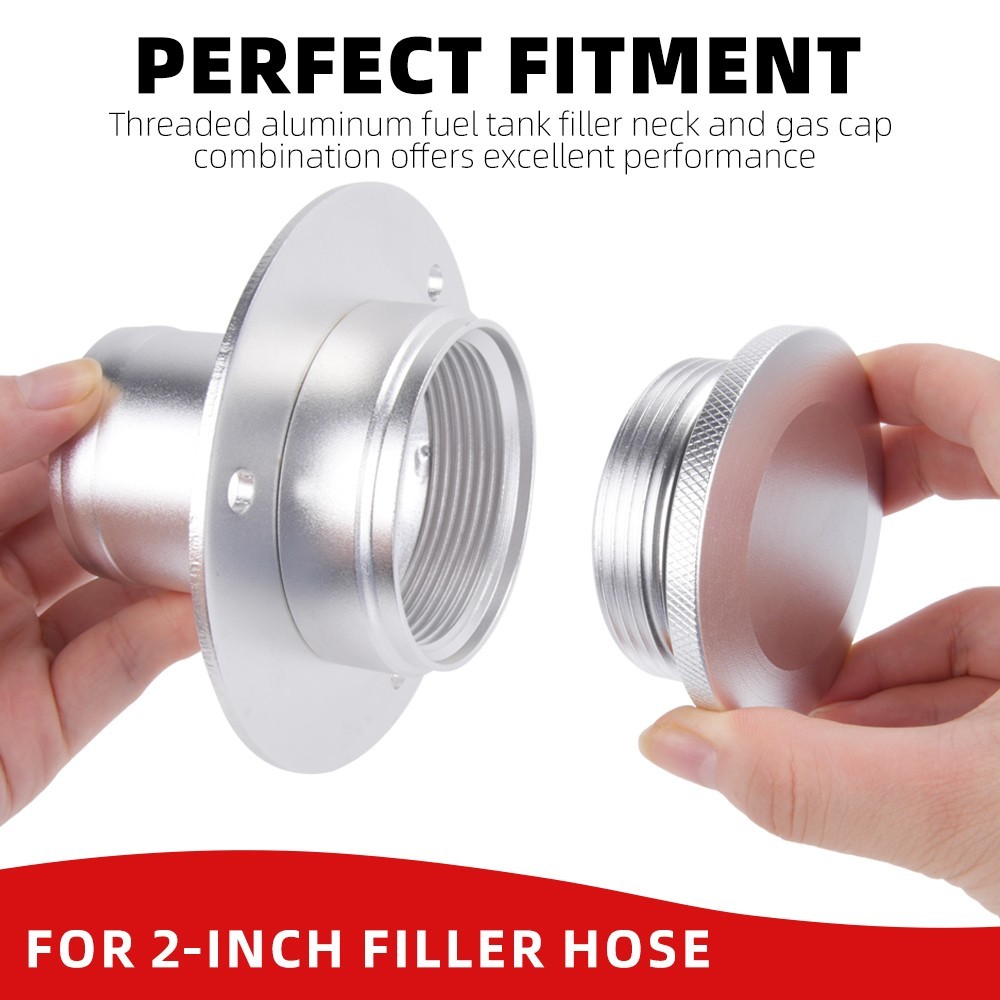 Remote Fuel Tank Filler Neck For 2" Hose with Cap w/ Black Mount Bracket 17-2530