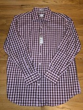Peter Millar 100 Cotton Button Up Dress Shirt NWT MF15W102CSL Plaid Pink/Maroon