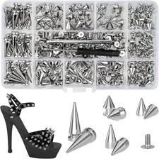 360 Sets Punk Spikes and Studs Kit, Multiple Sizes for DIY Leathercraft Decorat