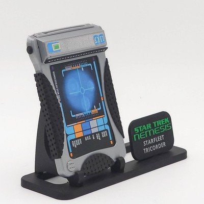 Star Trek Nemesis Starfleet Tricorder 3D Printed Prop Replica with Display Stand