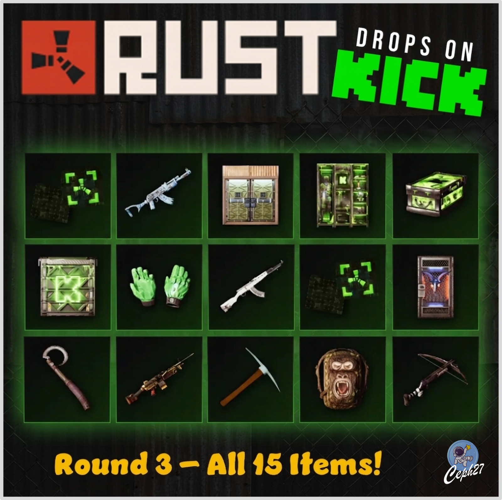 Rust KICK Drops - Round 3 - ALL 15/15 Items/Skins | eBay