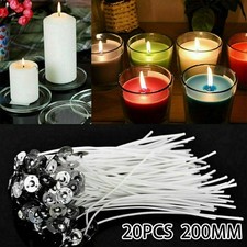 White Candle Cotton Core Waxed Wicks Metal Sustainers Candle Making 20pcs