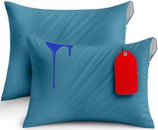 Zippered Pillow Covers, Bed Bug Proof Waterproof, Standard Size, 2 Pack, Blue