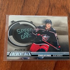 2023-24 UD CREDENTIALS HOCKEY SPEED OF THE GAME RC STANISLAV SVOZIL BLUE JACKETS