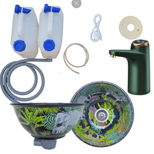 Sink and Tap Kit Jungle Green and Black Campervan, no 12v required Micro 25cm
