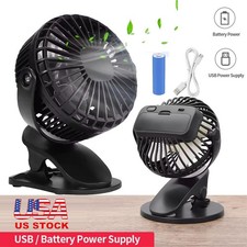 3 Speeds USB Rechargeable Mini Cooling Fan Clip On Desk Baby Stroller Portable