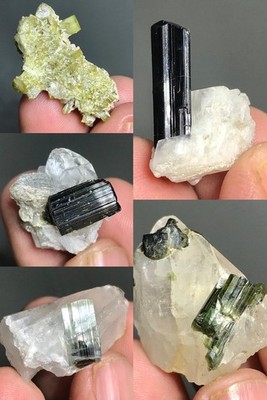Natürlicher Turmalin Kristall Konvolut 5 Stück Präparat Edelstein 37 Gramm Mineralien