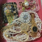 Vtg - Now Gold Tone Costume Jewelry Lot Gorgeous Necklaces Pins Rings Watches