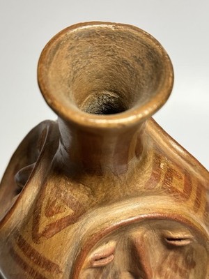 Heron Martinez Mendoza 3 Face Gourd Vase 13” Mexican Folk Art