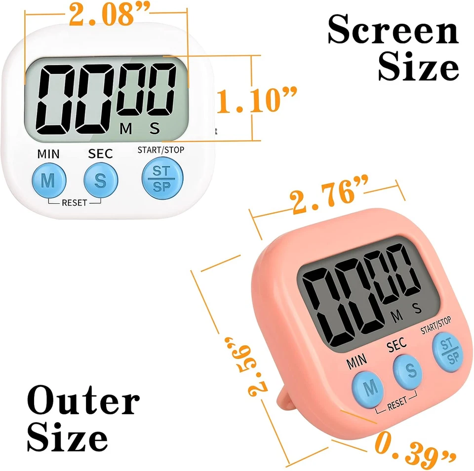 Large LCD Digital Kitchen Cooking Timer Count Down Up Clock Loud Alarm Magnetic - Image 2 of 4
