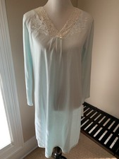Miss Elaine nightgown new nwt small s pale blue knit lace long sleeve