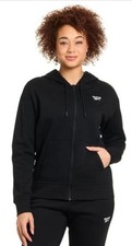 Reebok French Terry Full Zip Hoodie Size Large Womens Black Nwt